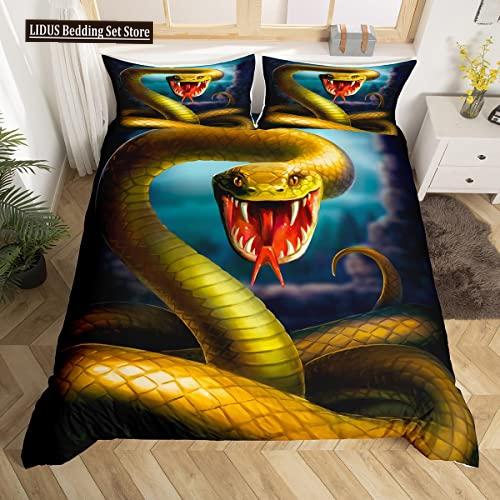 Kwiat Węża Trawa Księżyc Poliestrowy Komplet Poszewek na Kołdrę Dla Dzieci Chłopców Dziewczynek Motyl Zwierzęcy Pokrowce na Kołdrę z Poszewkami Rozmiar Twin