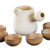Ceramic Teapot and 6 Cups Tea Maker Chinese Traditional with Rope Wrapped Handle Infuser