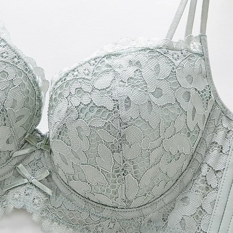 Underkläder Dam Tunn Spets Mjuk Stålring Anti Hängande Samlande Justerbar Bröstform Rak BH