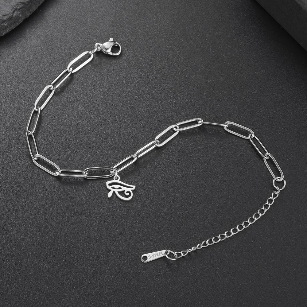 Dawapara Eye of Horus Bracelet Ancient Egyptian Protective Amulet Stainless Steel Charm Bracelet for Men Women