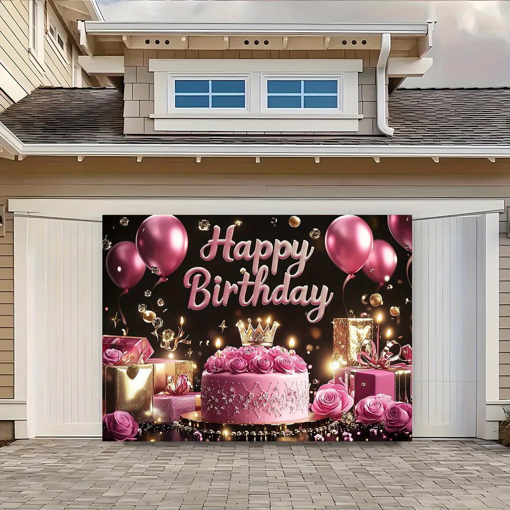1 τεμάχιο Banner 'Happy Birthday' Ροζ Χρυσό Γκλίτερ Κομψό Θέμα Πάρτι Υφασμάτινο Φόντο, διακόσμηση σπιτιού