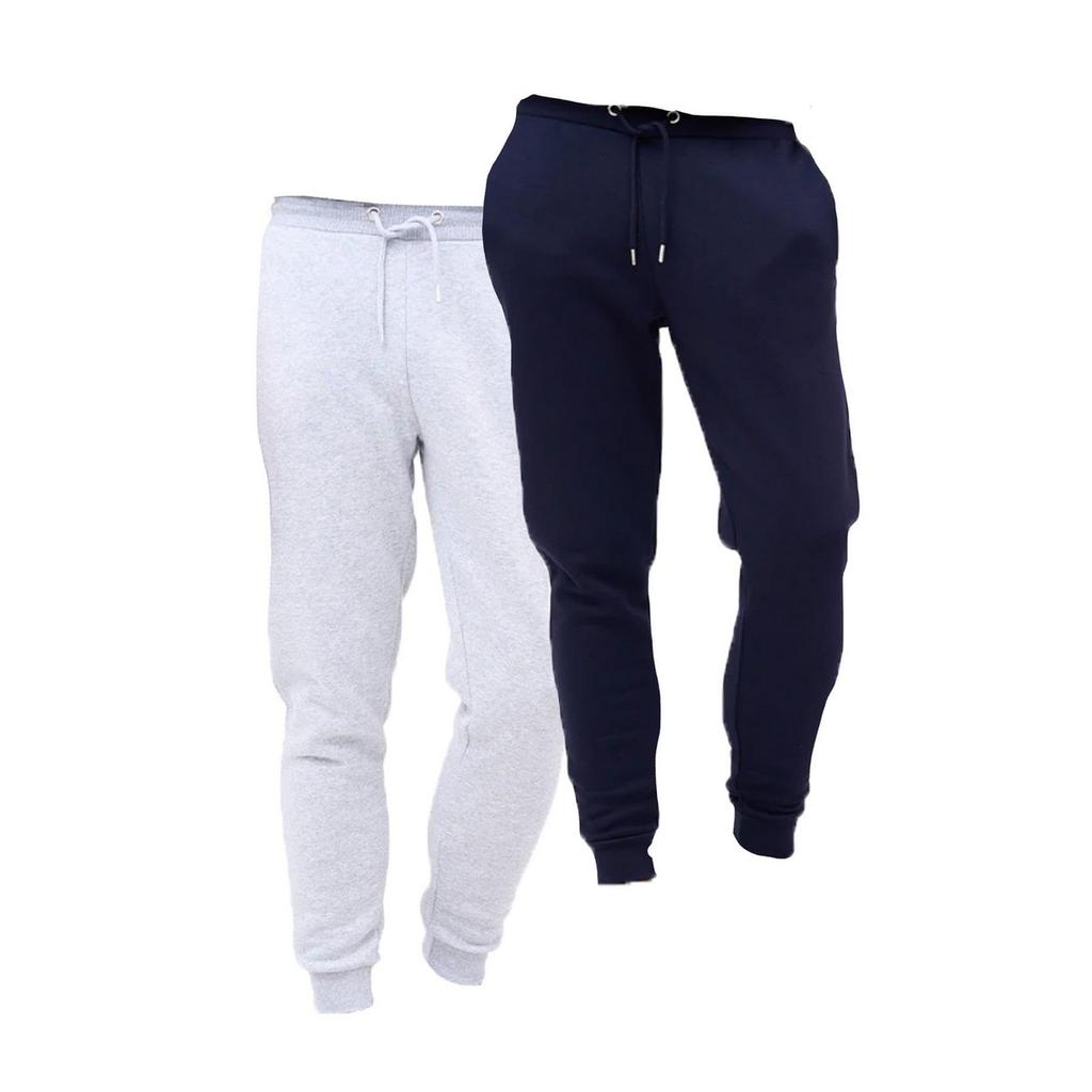 Keanu Mens Cotton Blend Slim Jogging Bottoms (Pack of 2)