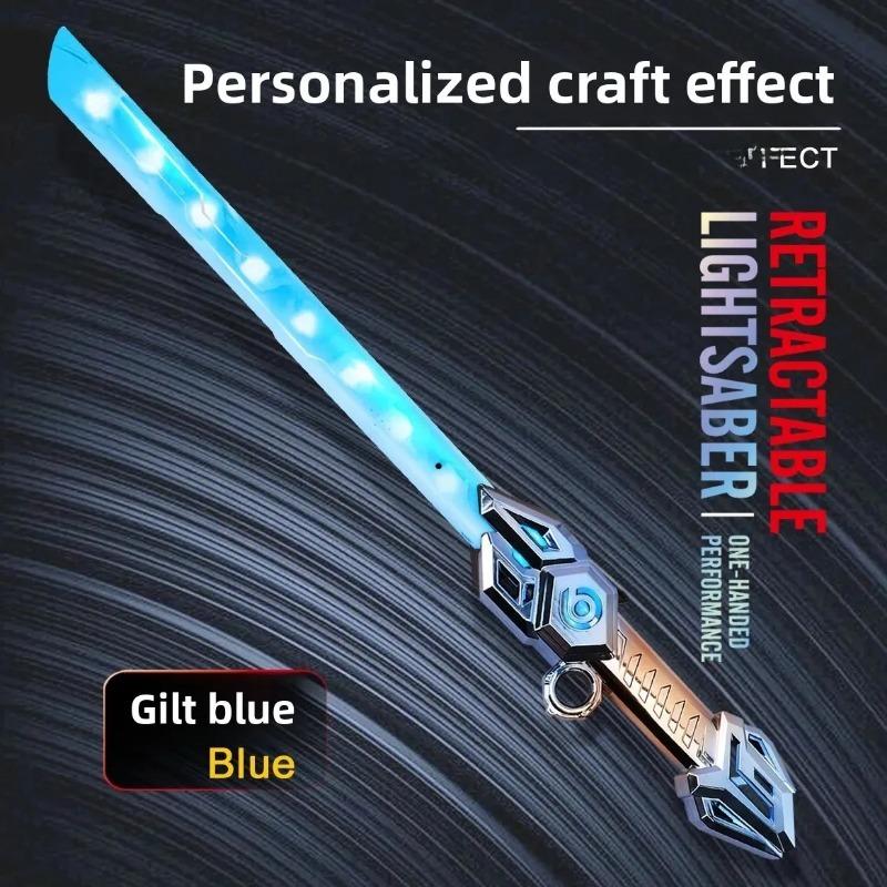 Revolving Laser Sword Retractable Flashing Double-Edged Children Luminous Toy,Light Up Swords Saber and Realistic Handle for Kid,Expandable Light Toy