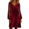 YYFS Vestidos casuales de cintura holgada con escote en V y manga larga para primavera y otoño para mujer