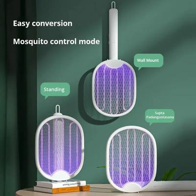 1pc New Mosquito Killer Lamp USB Rechargeable Electric Foldable Mosquito Killer Racket Fly Swatter 3000V Repellent Lamp