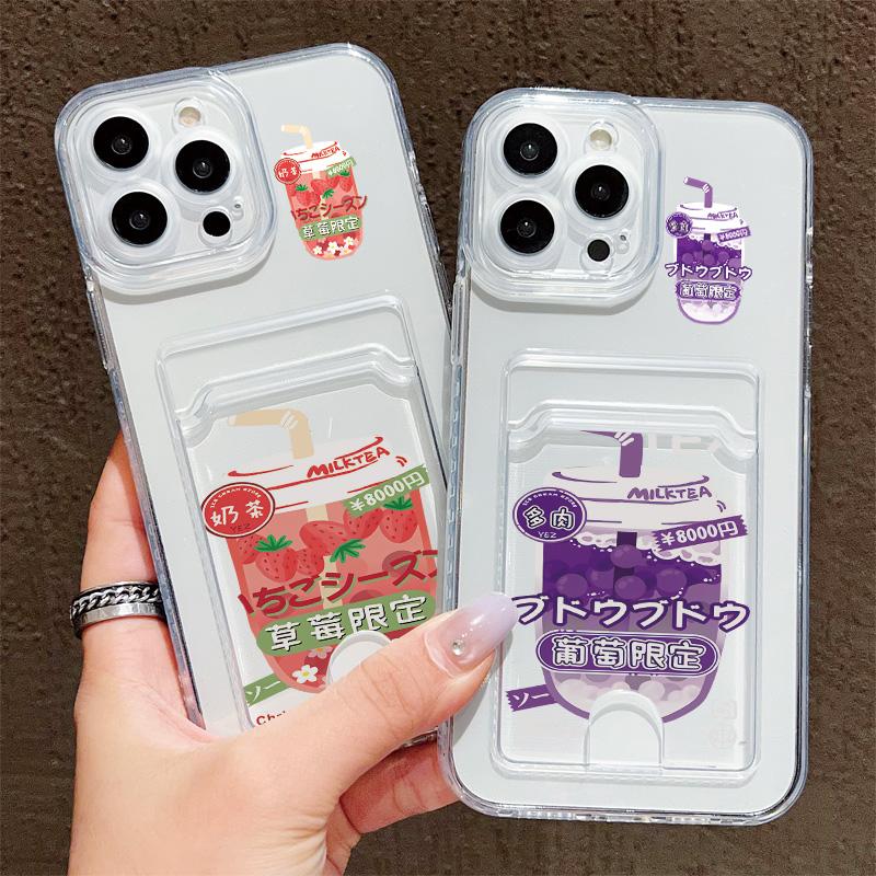 Card Slot Holder Silicone Wallet Pocket Case For iPhone 14 16 15 Max Infinix Note 30 Xiaomi Redmi Note 9 Oppo Reno 12 13F 14F Cover Clear Phone Bumper