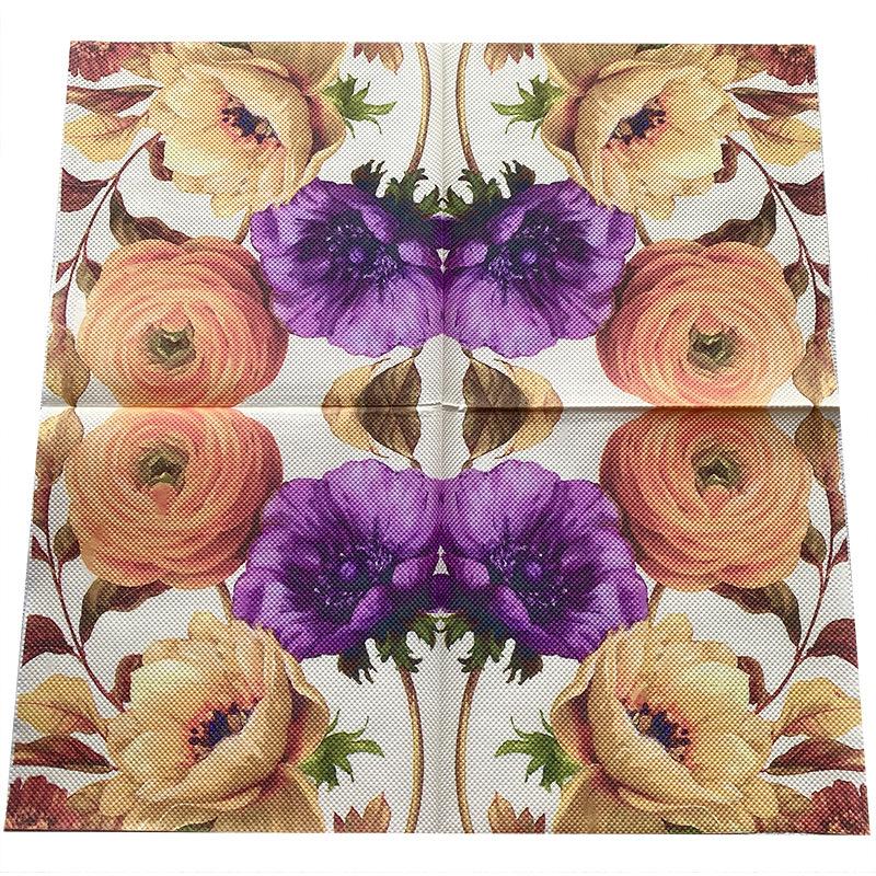 20pcs/Pac 33*33cm 2-Ply Disposable Party Napkin Floral Pattern