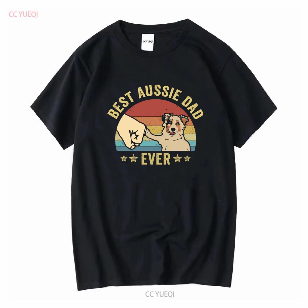 Vatertag Australian Shepherd Papa T-Shirt Bester Aussie Überhaupt Herren s für Ihn Lang- oder Kurzarm Vintage Gewaschen Weich Freizeit