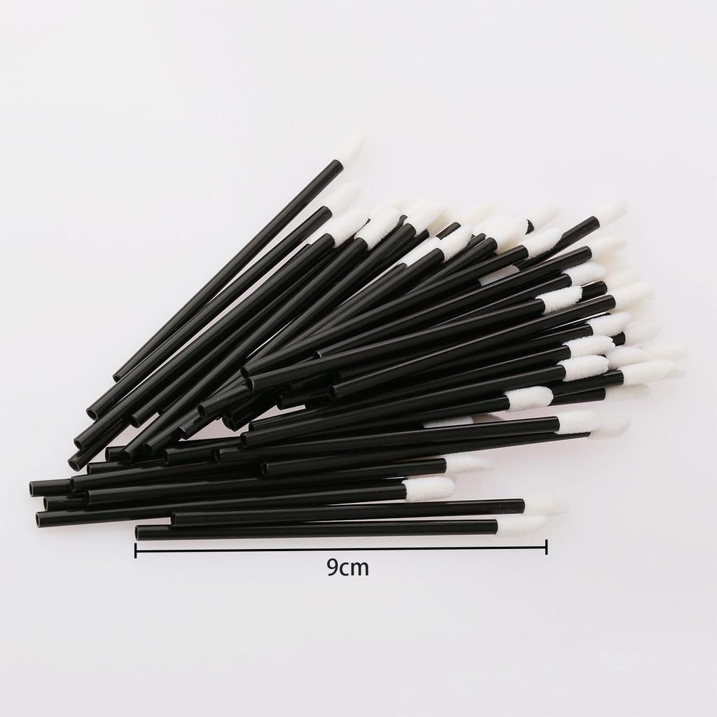ALLVD Disposable Lip 100 Portable and Hollow Stick Design for Lip and Professional Makeup Brushes, Pieces, Convenient, Gloss, Lipstick, (Black)