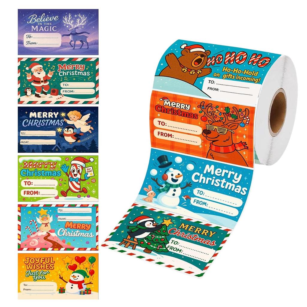 200 Pcs Christmas Gift Wrapping Stickers, Write- Tags for Holiday Presents, Gift Labels for Boxes and Bags