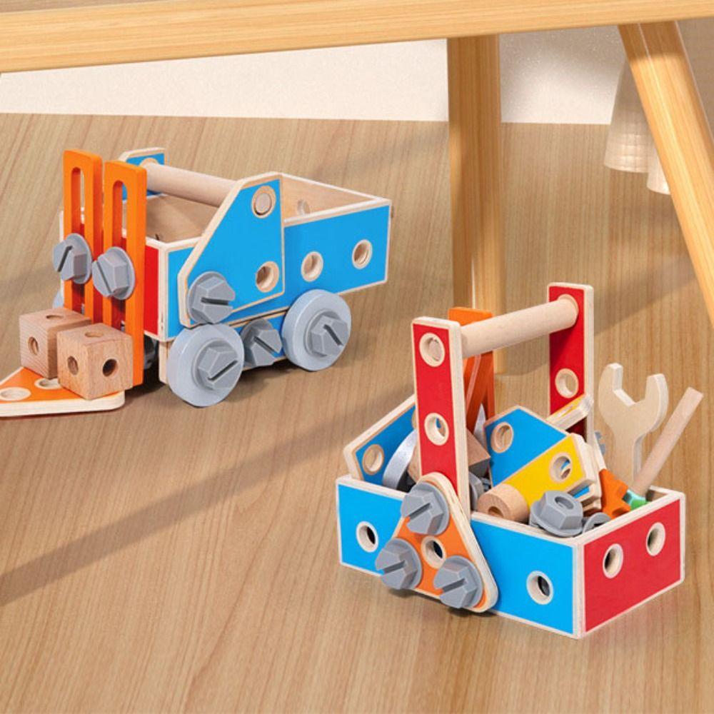 Wood Puzzle Nut Assembly Toy Toolbox Nut Screw Disassembly Toys  Home Decoration