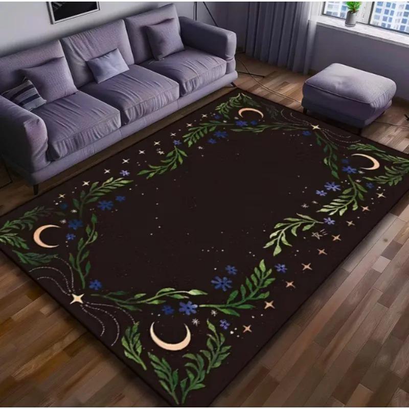 Covor Decorativ Vila Imprimat Vintage Covor Negru pentru Podea Adecvat pentru Utilizare la Interior și Exterior, Decorațiune Cadou de Crăciun