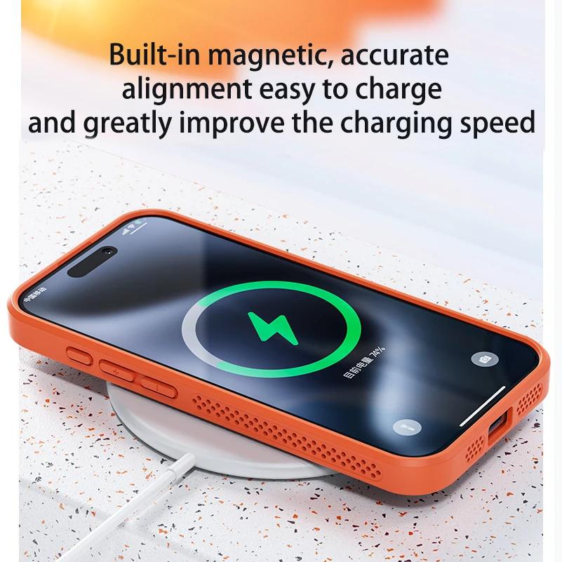 Cooling Heat Dissipation For Magsafe Magnetic Case For iPhone 17 16 14 15 13 12 11 Pro Max Mesh Breathable Grid Matte Hard Cover