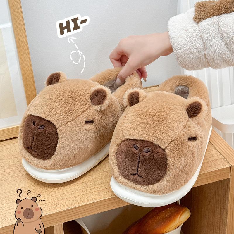 Kapibara cotton slippers winter plush parent-child warm home home cartoon cute children cotton shoes winter