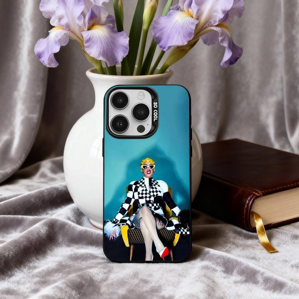 Confident C-Cardi B Singer Phone Case For iPhone17,16,15,14,13,12,11 Plus,Pro Max Black Candy silver phone case