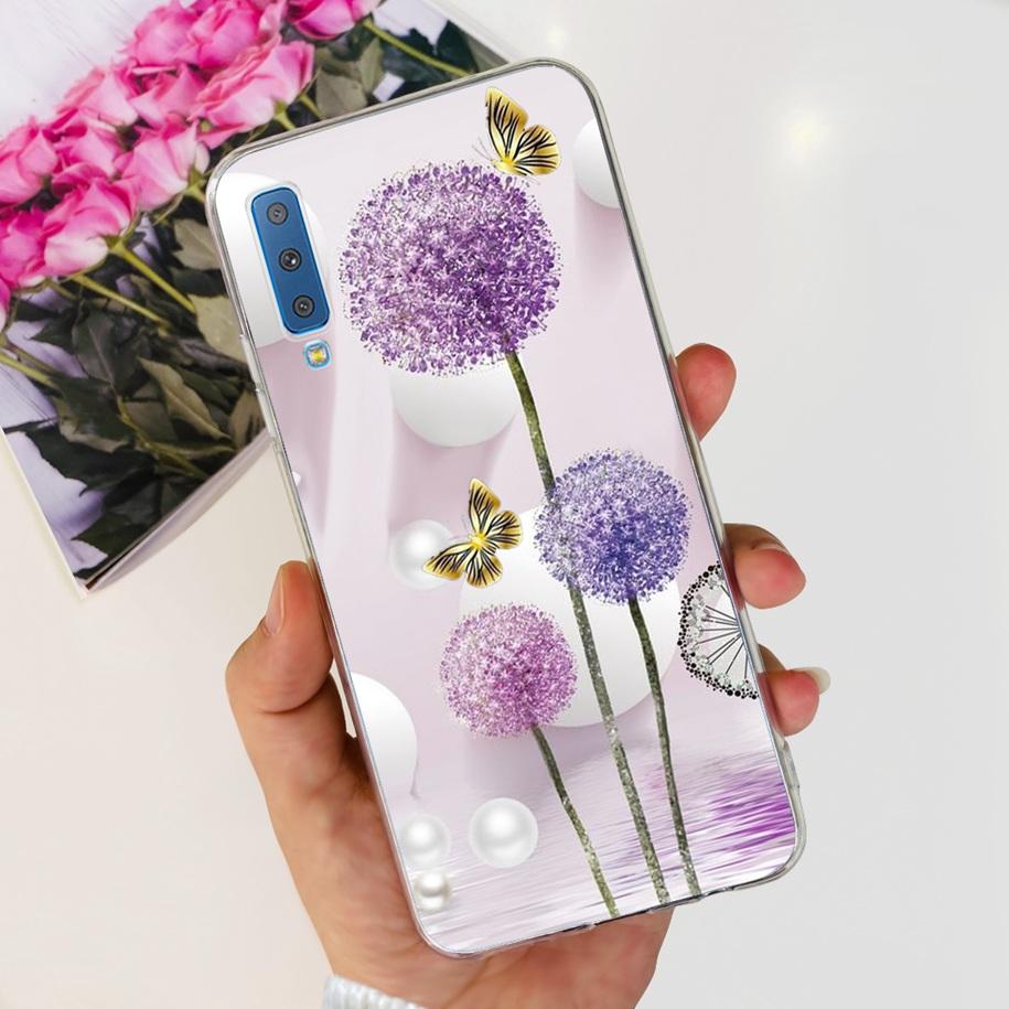 For Cover Samsung Galaxy A7 2018 Case New Fashion Flower Bumper Soft Silicone Phone Case For Samsung A7 2018 A750 SM-A750F Coque