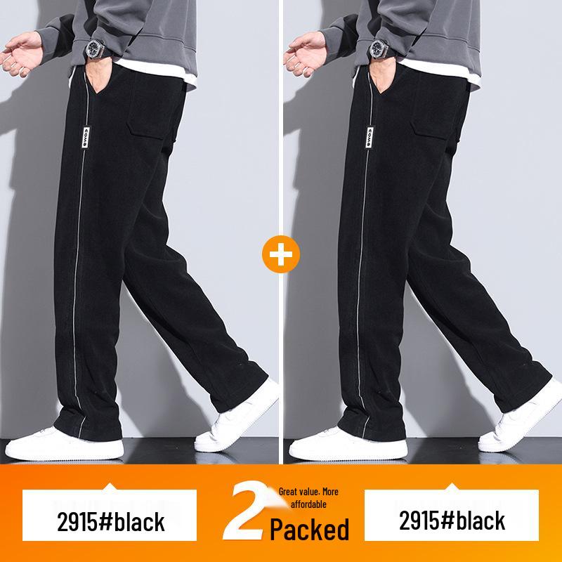 Men's Fleece-Lined Wide-Leg Sweatpants, Winter Sports Casual Pants for Spring/Autumn 2025
