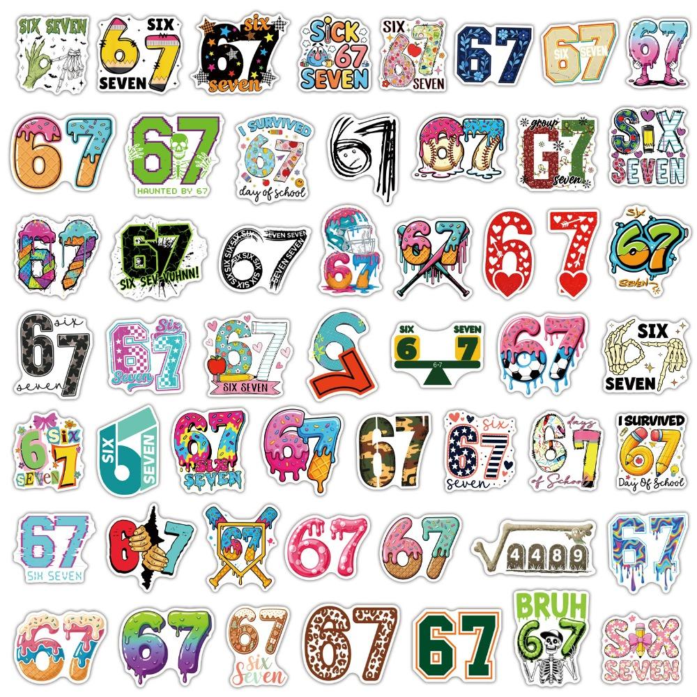 50PCS Graffiti Stickers Internet Popular Numbers Six Seven Decals Decor Phone Stationery Sticker DIY Memes 67 Entertaining Play Safe Kid Friendly Fun