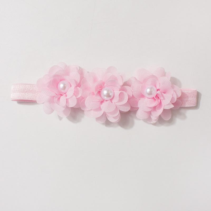 New baby elastic headband, cute chiffon bead flower children's jewelry, four seasons thin baby hair accessories