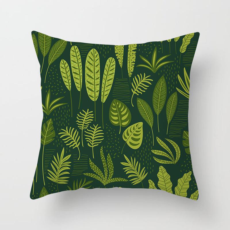 Summer Tropical Floral Cushion Cover Home Decor Office Sofa Pillowcase Green Plant Throw Pillowcase