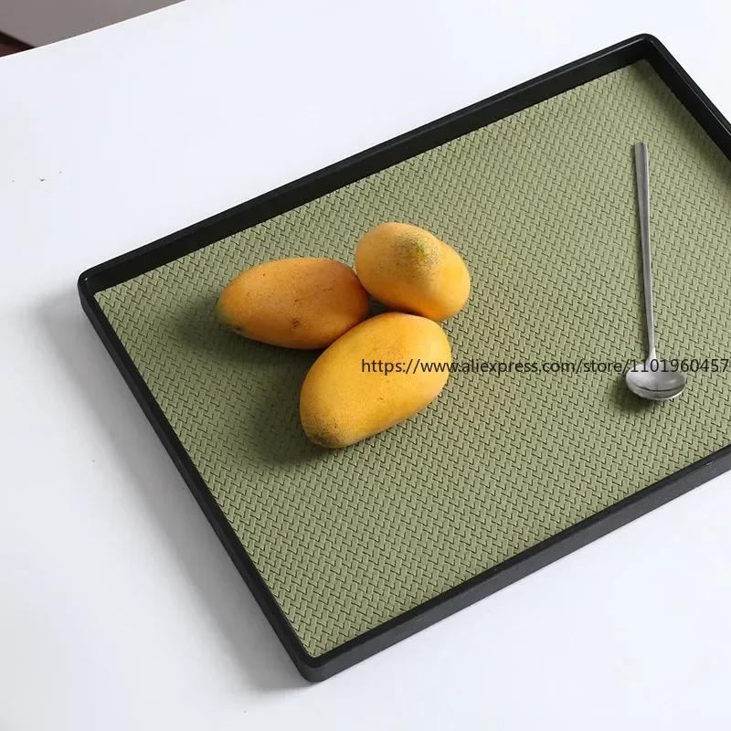Nordic Style Leather Tray, Rectangular Storage, Tea Plate, Living Room, Bedroom, Desktop, Home Decoration