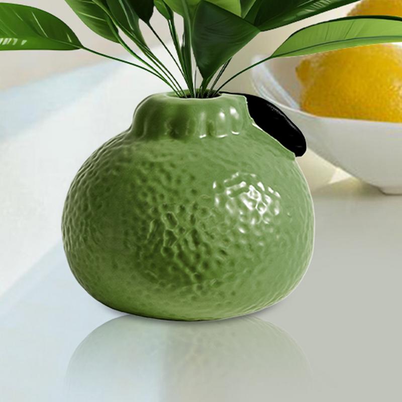 Ceramic Flower Vase Tangerine Shaped Desktop Decorative Vase Flower Vase For Farmhouse Decor Desk Decor Modern Decor Aesthetic