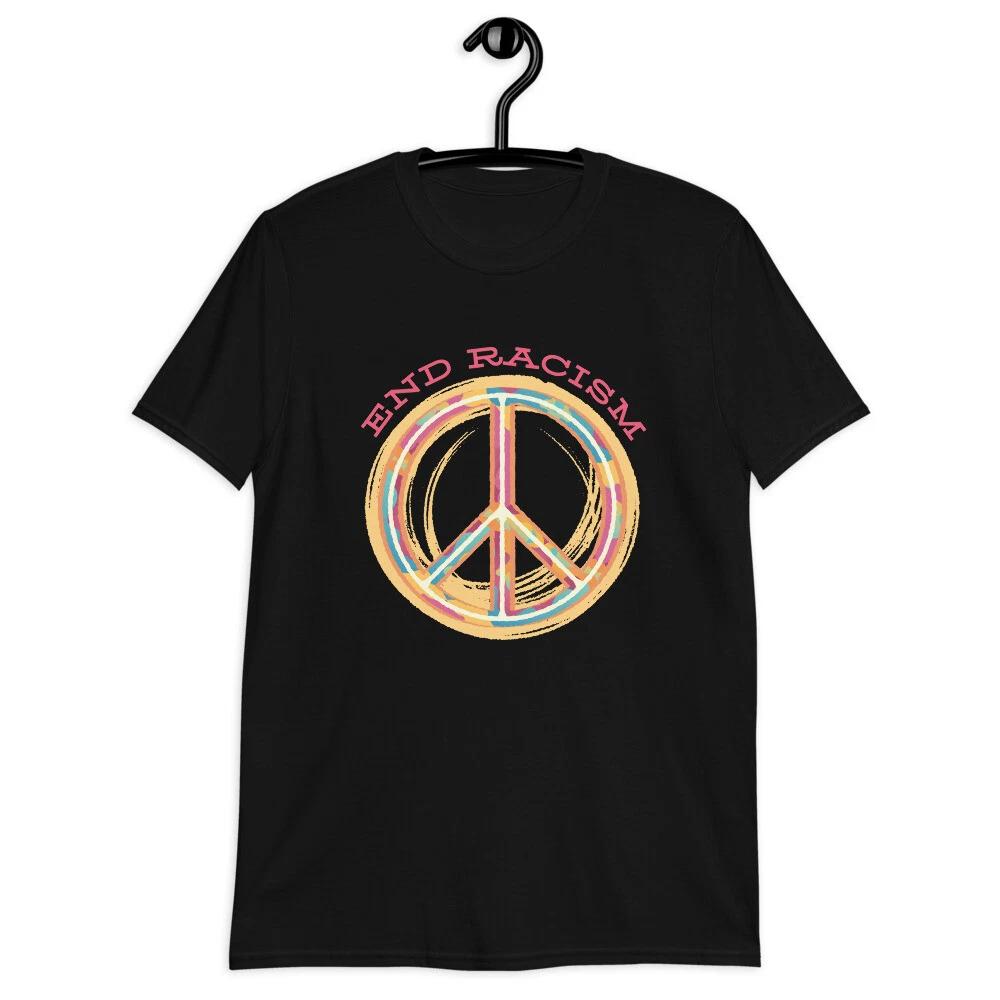 Time To End Racism Peace Sign Classic Fit T-Shirt S
