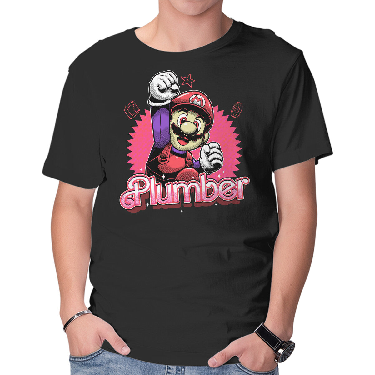 Unisex Crew Neck T-Shirt The Plumber Graphic Short Sleeve Casual Tee L