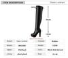 Moda damska na buty do kolan zimowe buty do kolan damskie buty na platformie wysokie obcasy długie buty damskie buty Plus rozmiar 45 46