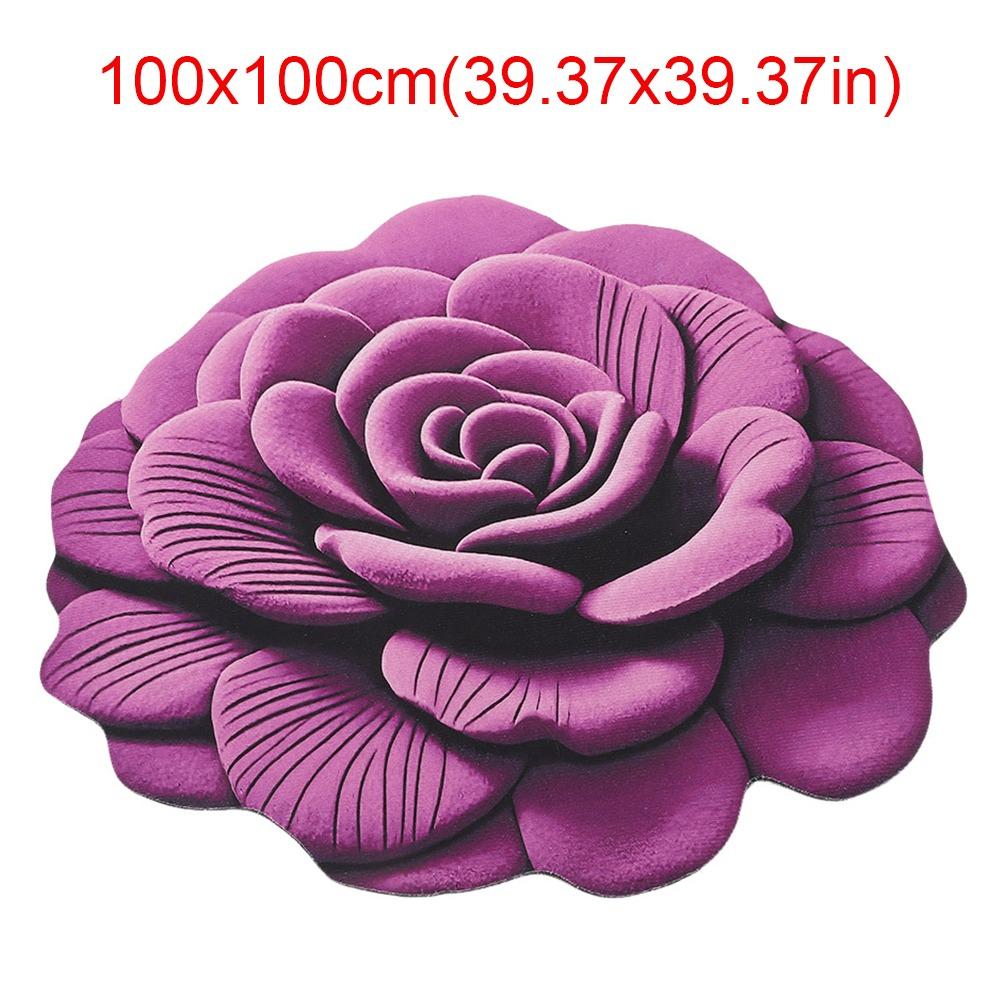 Special-shaped Flower Carpet Soft Non-slip Bathroom Floor Mat Absorbent 60x60cm/100x100cm Peony Floor Mat