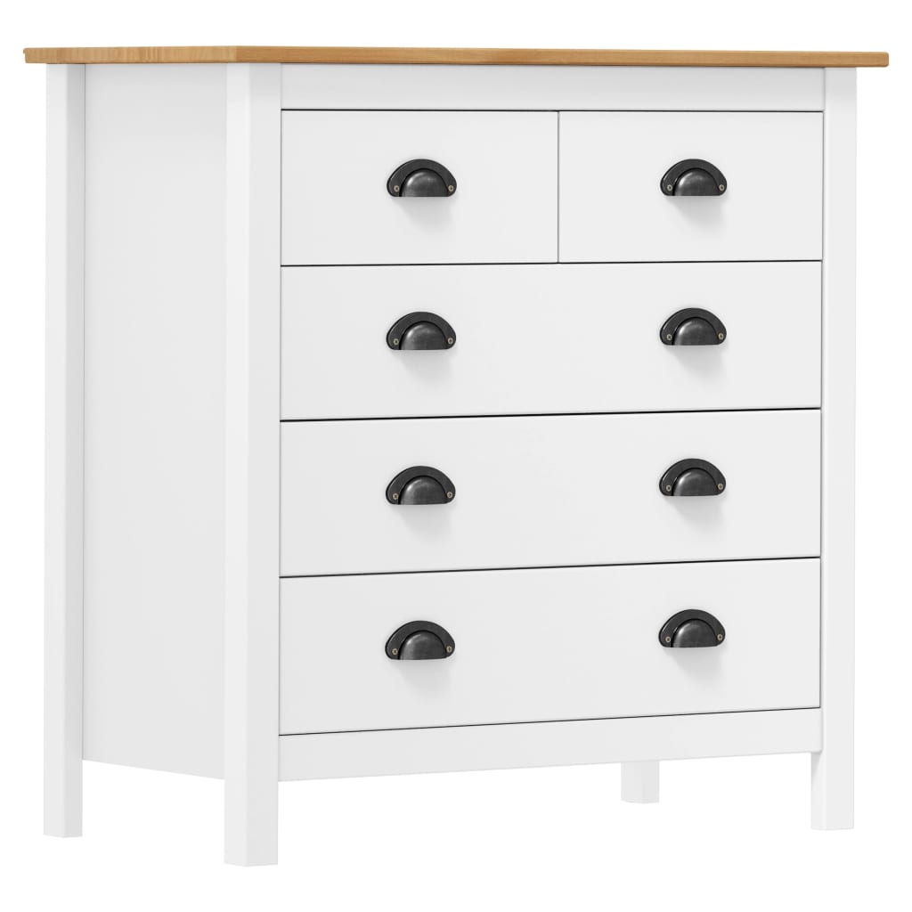 Hill Sideboard Weiß 79 x 40 x 80 cm Massives Kiefernholz
