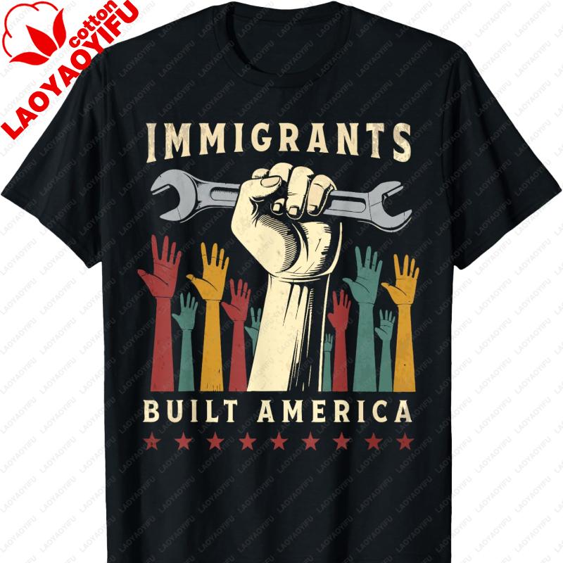 Vintage Immigrant Strength USA Pride TShirt Graphic T Shirts Gothic Aesthetic Clothes Oversized T Shirt Y2k Top Women Clothing