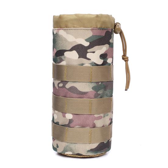 Husă tactică pentru sticle de apă, suport pentru sticle de apă sport, cu șnur deschis în partea de sus și plasă de jos, atașat la centura de rucsac, vestă