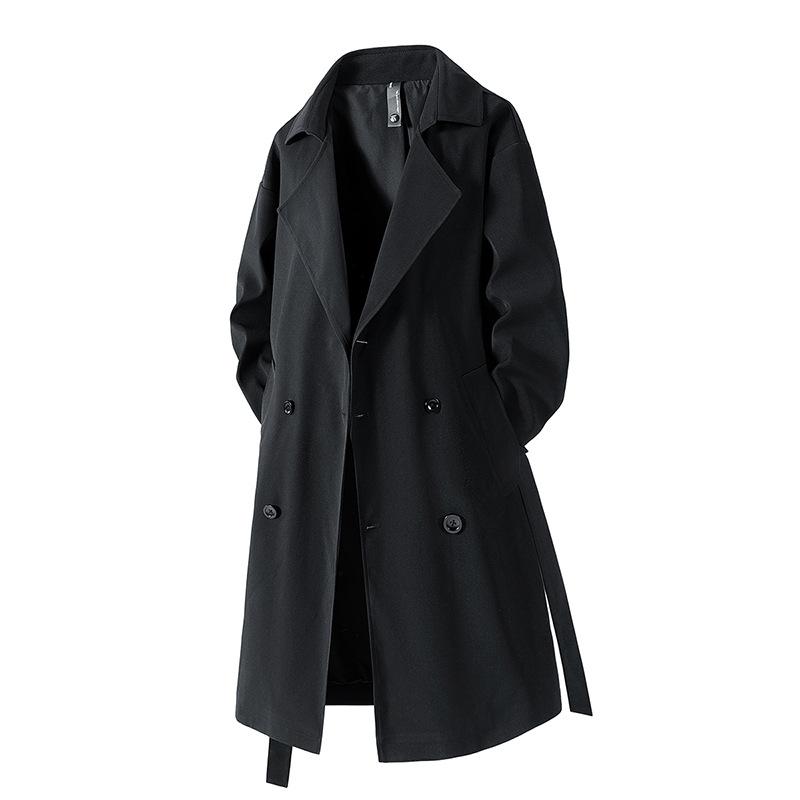 

Spring and Autumn Men s Long Casual Windbreaker Coat, Slim Fit Youth and Youth Versatile Collar Top XXXL чорний
