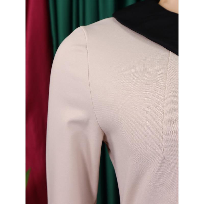 YYFS Moda damska Wiosna Jesień Jednolity kolor Nadruk Długi rękaw POLO Dekolt Wysoki stan Sukienki codzienne