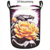 1pc Laundry Basket, Cool Snake and Blooming Floral Print Dirty Clothes Hamper, Large Capacity Foldable Storage Organizer with Handles, Casual Aestheti