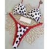 European and American Print Strap Split Swimsuit Brazilian Sexy Thong Bikini