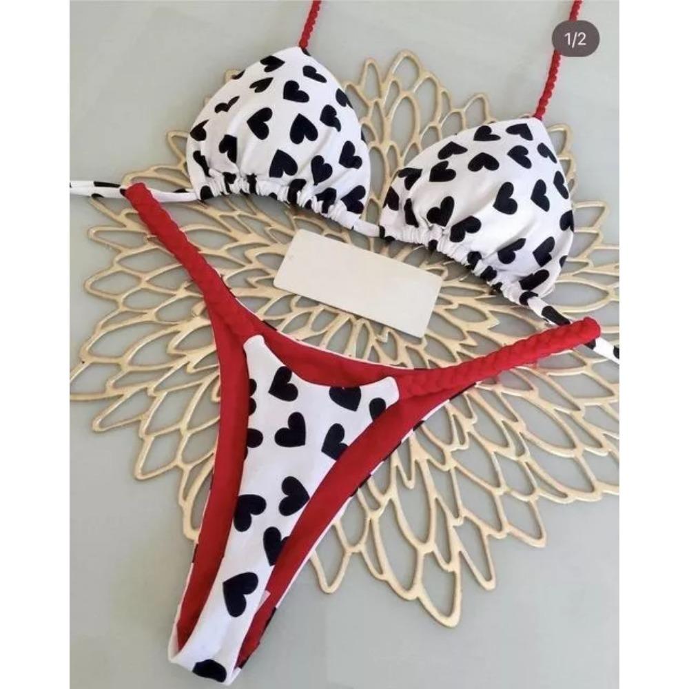 European and American Print Strap Split Swimsuit Brazilian Sexy Thong Bikini