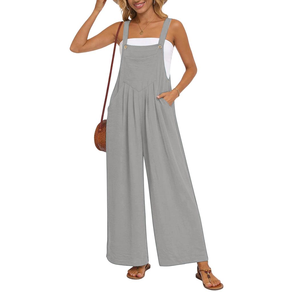 Women's Casual Loose Vintage- Cotton And Linen One-piece Pants With Drawstrings
