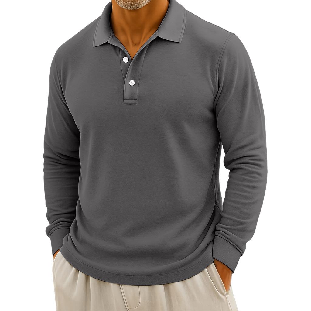 Men's Casual Solid Color Button Long Sleeve Top