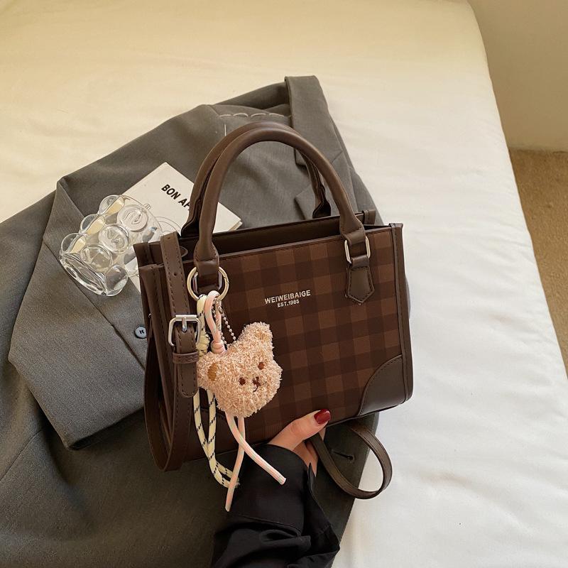 Korean foreign style handbag women's 2025 summer new fashion plaid small square bag high value shoulder messenger bag