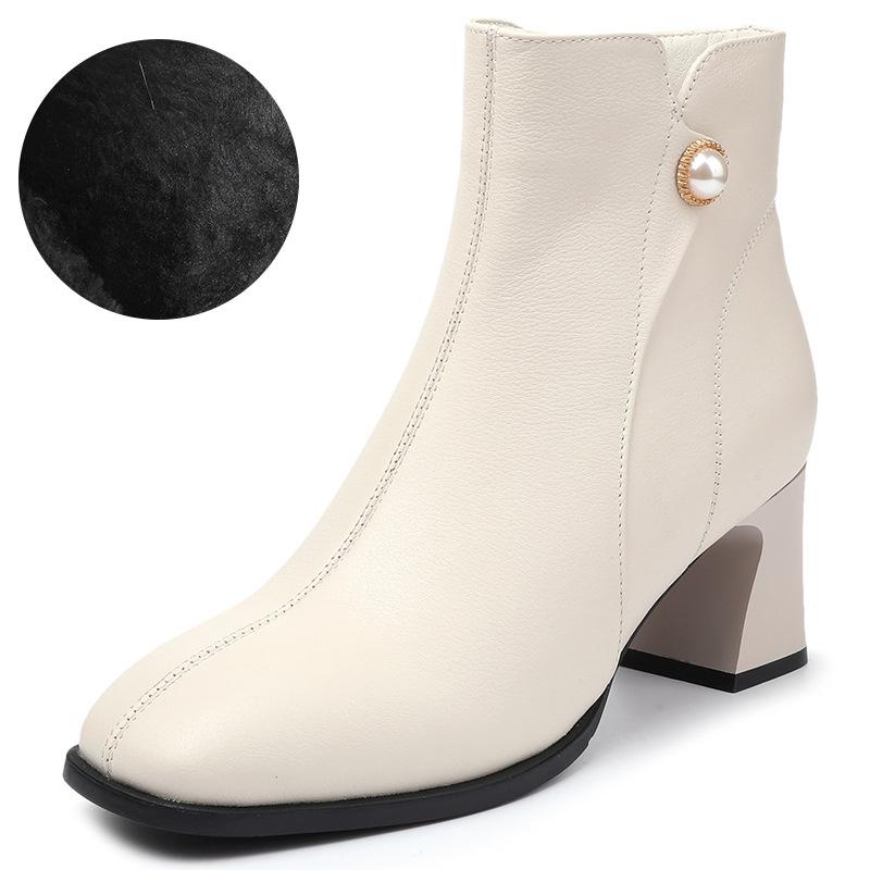 Frauen Mode Stiefel Rot Wolle Warme Winter Echtes Leder Booties Frauen Mid Heel Hochzeit Bankett Kleid Stiefel Frauen