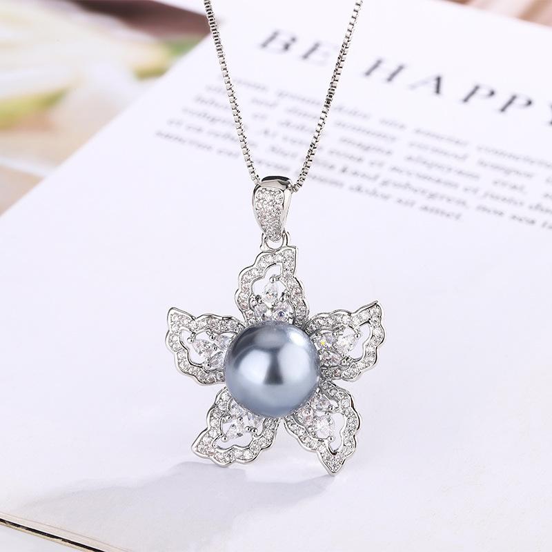 Pearl Set, Sunflower Design Necklace, Ring, High-End Light Luxury Fashion Women