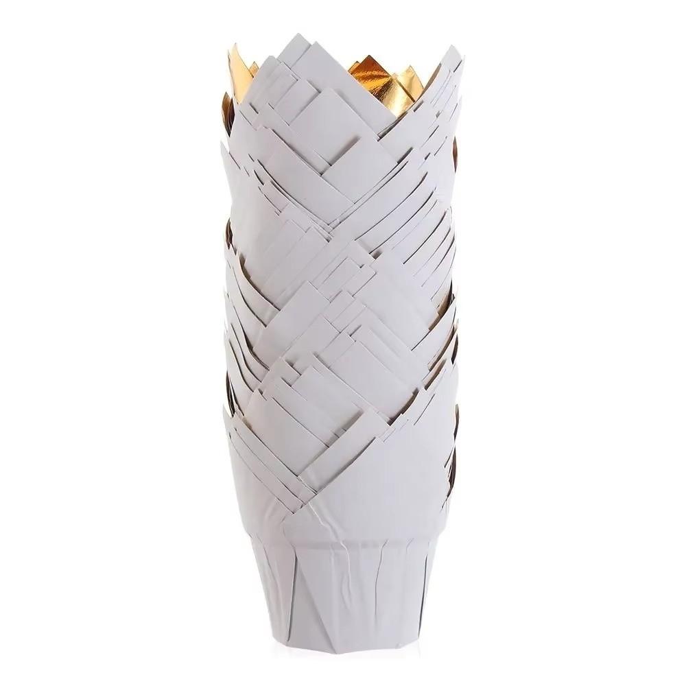 

50Pcs Pastry Tools Cupcake Paper Cups Tulip Style Baking Paper Cups Home Baking Use білий