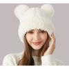 Girls' cute wool ball knitting hat in winter retro thick needle Fried Dough Twists plush edge splicing ear protection wool hat