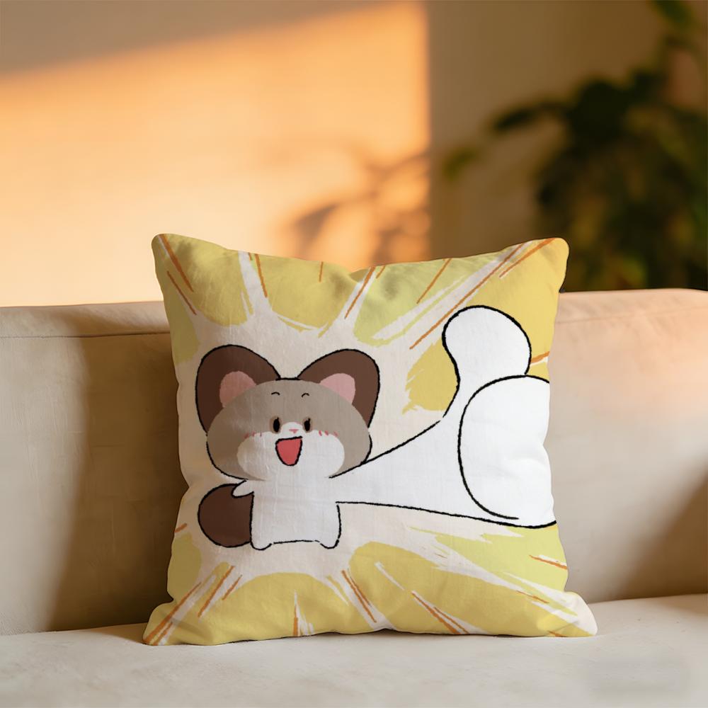Cute Cat And Dog Cushion Cover Cozy Velvet Throw PillowSoft Warm Cushion For Sofa  Bed