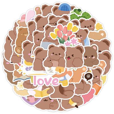 50 Cute Bear Doodle Stickers for DIY Stationery, Water Cups, Computers, Skateboards, Waterproof Decorative Stickers