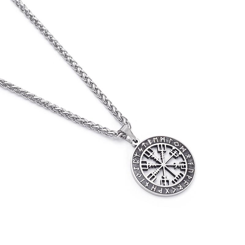 Double Sided Viking Snowflake Design Titanium Steel Pendant Necklace For Men