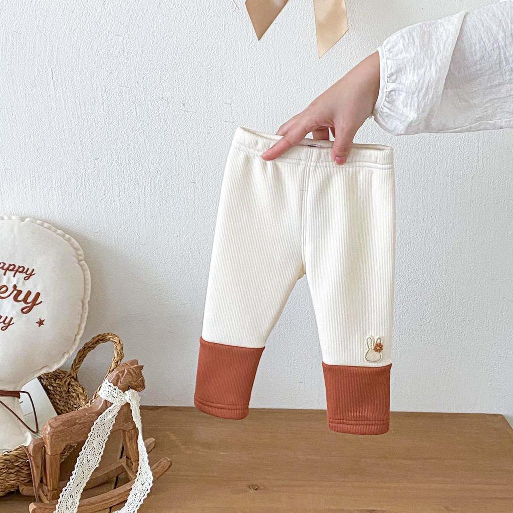 Girls' Cartoon Rabbit Patchwork Leggings - Autumn/Winter Infant Pants