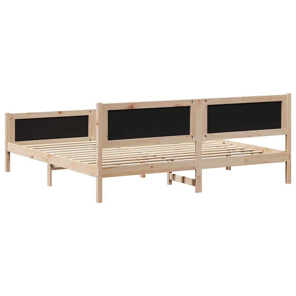 Brown and Light Grey Bed Frame 200 X 200 Cm Solid Pine Wood